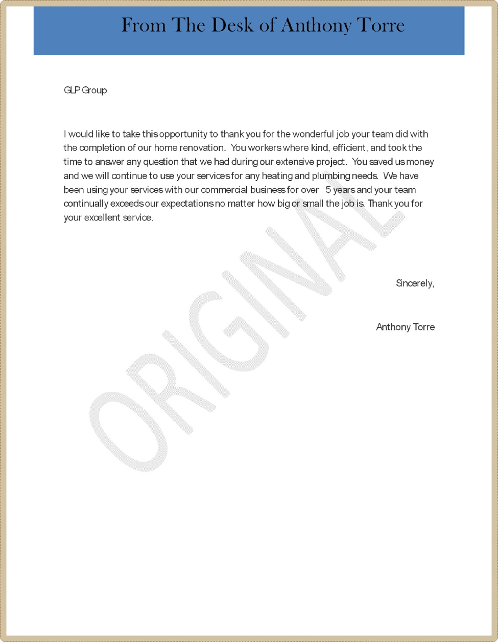 Anthony Torre Testimonial